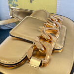 Valentino Vlogo Chain Small Laminated Nappa Shoulder Bag